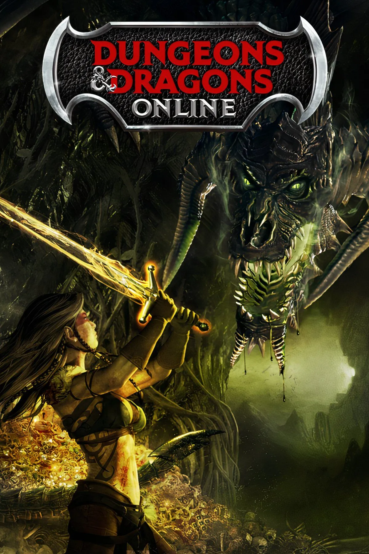 Ảnh chụp màn hình gameplay Dungeons and Dragons Online, hiển thị nhân vật trong một dungeon với các hiệu ứng phép thuật và môi trường 3D