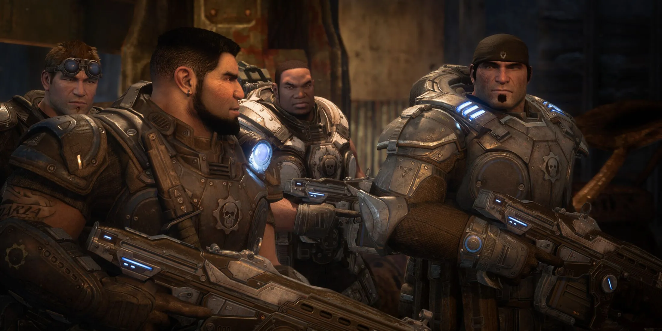 Ba nhân vật Dom, Cole và Marcus Fenix trong Gears of War