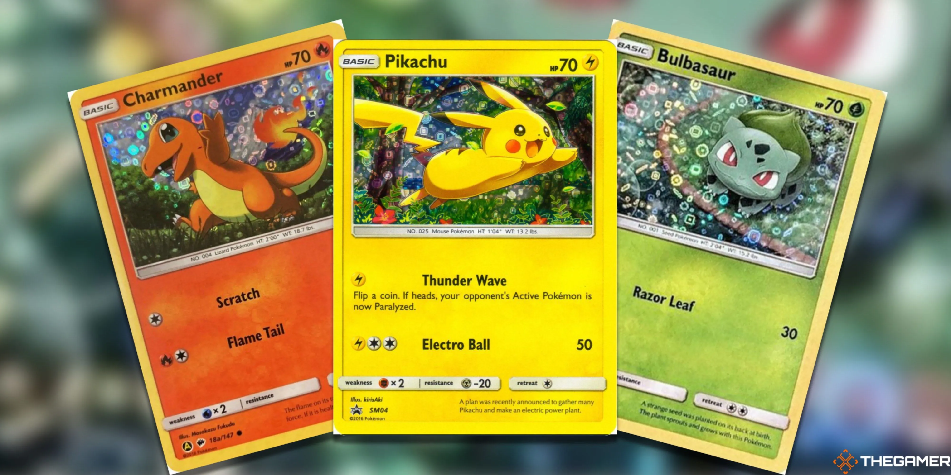 Ba thẻ bài promo General Mills Charmander, Pikachu, Bulbasaur từ Pokemon TCG