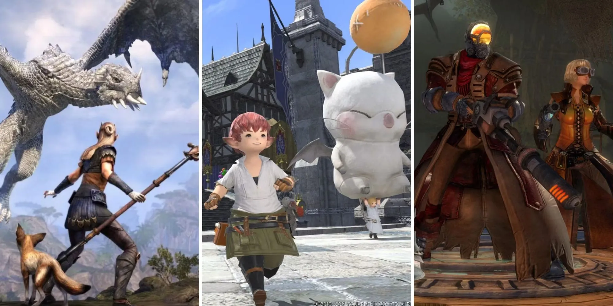 Ba tựa MMORPG phổ biến gồm The Elder Scrolls Online, Final Fantasy XIV và Guild Wars 2 minh họa sự đa dạng của thể loại game trực tuyến nhiều người chơi