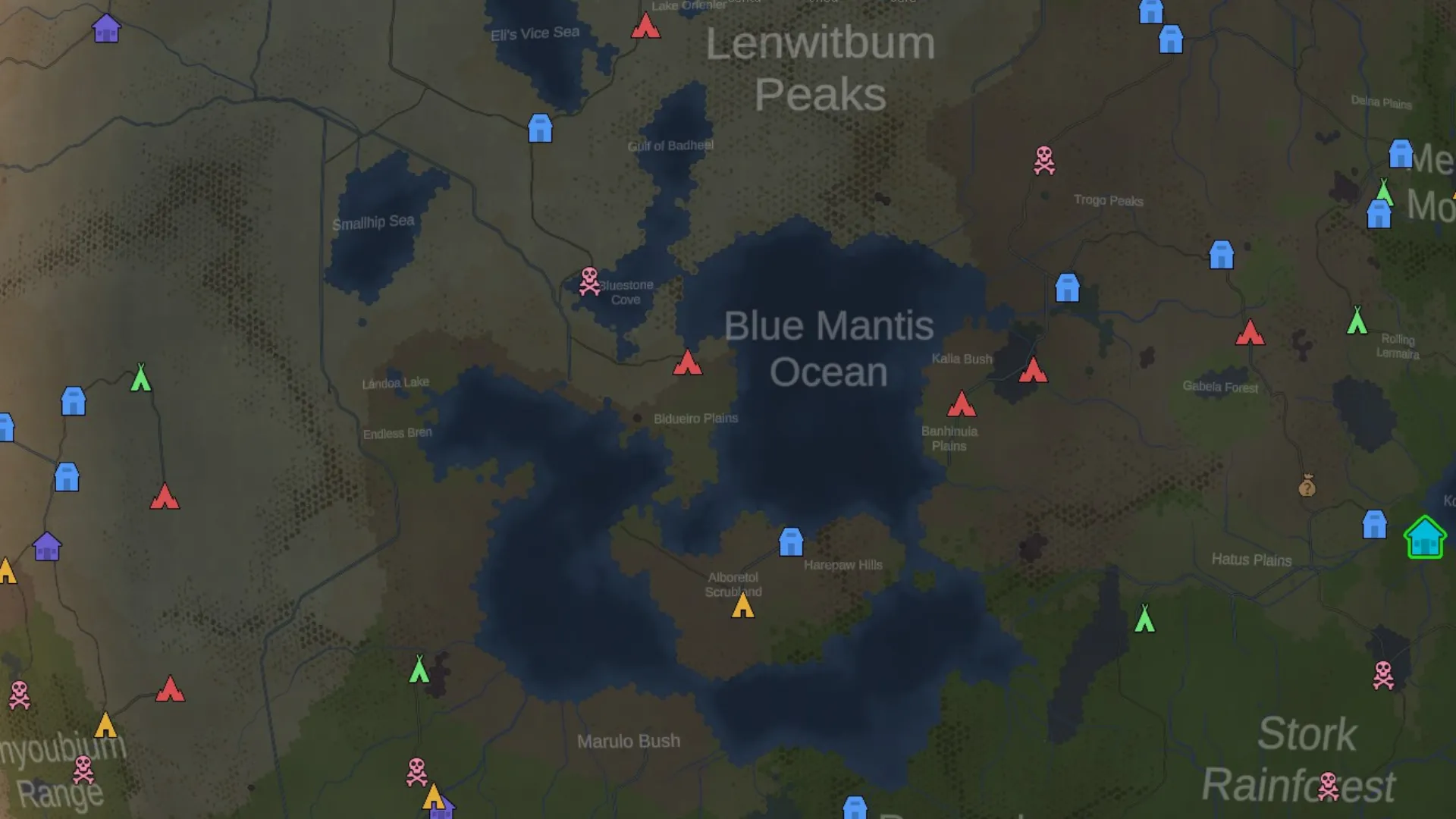 Bản đồ thế giới RimWorld giúp xác định vị trí các khu vực câu cá tiềm năng
