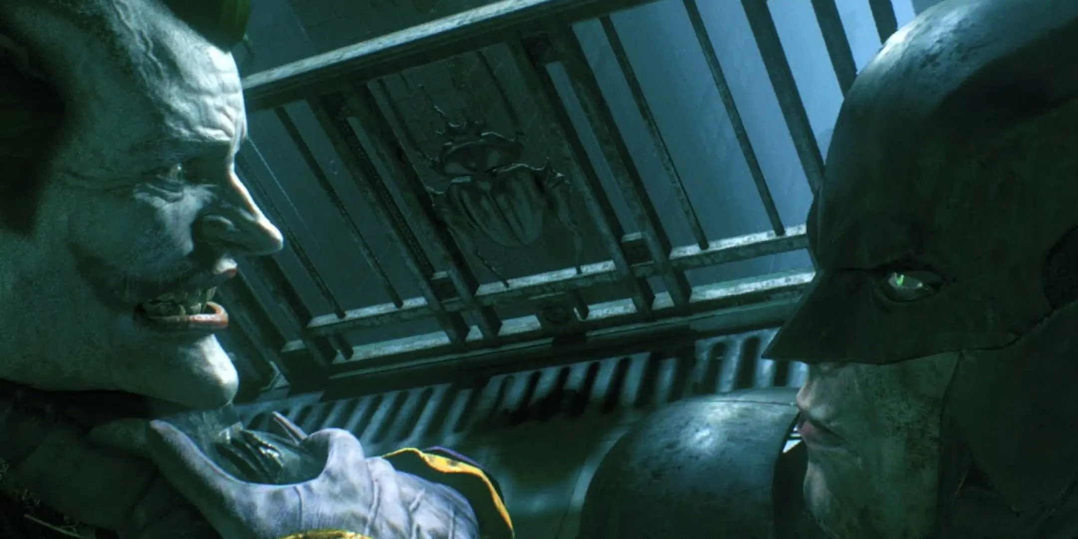 Batman khống chế Joker trong trận chiến nội tâm đầy ẩn dụ của Batman: Arkham Knight.