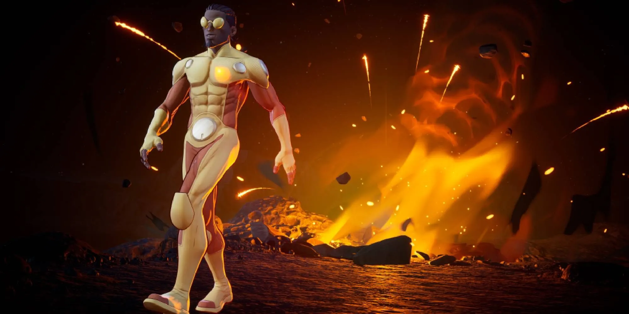 Bulletproof đang bước đi sau một vụ nổ lớn trong Invincible Vs