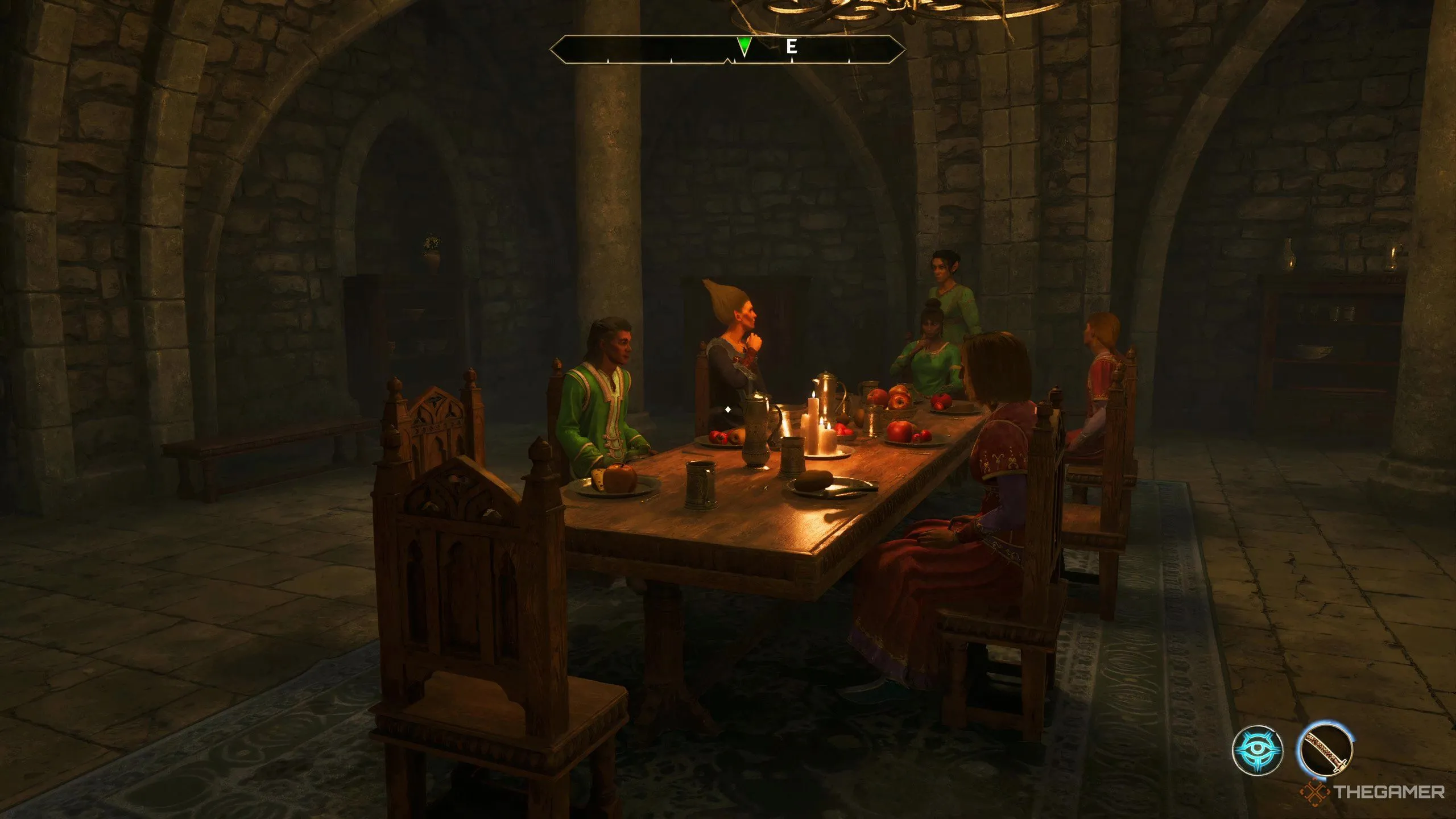 Cảnh bữa tiệc thác loạn trong nhiệm vụ của Sanguine ở Oblivion Remastered, phản ánh bản chất của Hoàng Tử Phù Hoa.