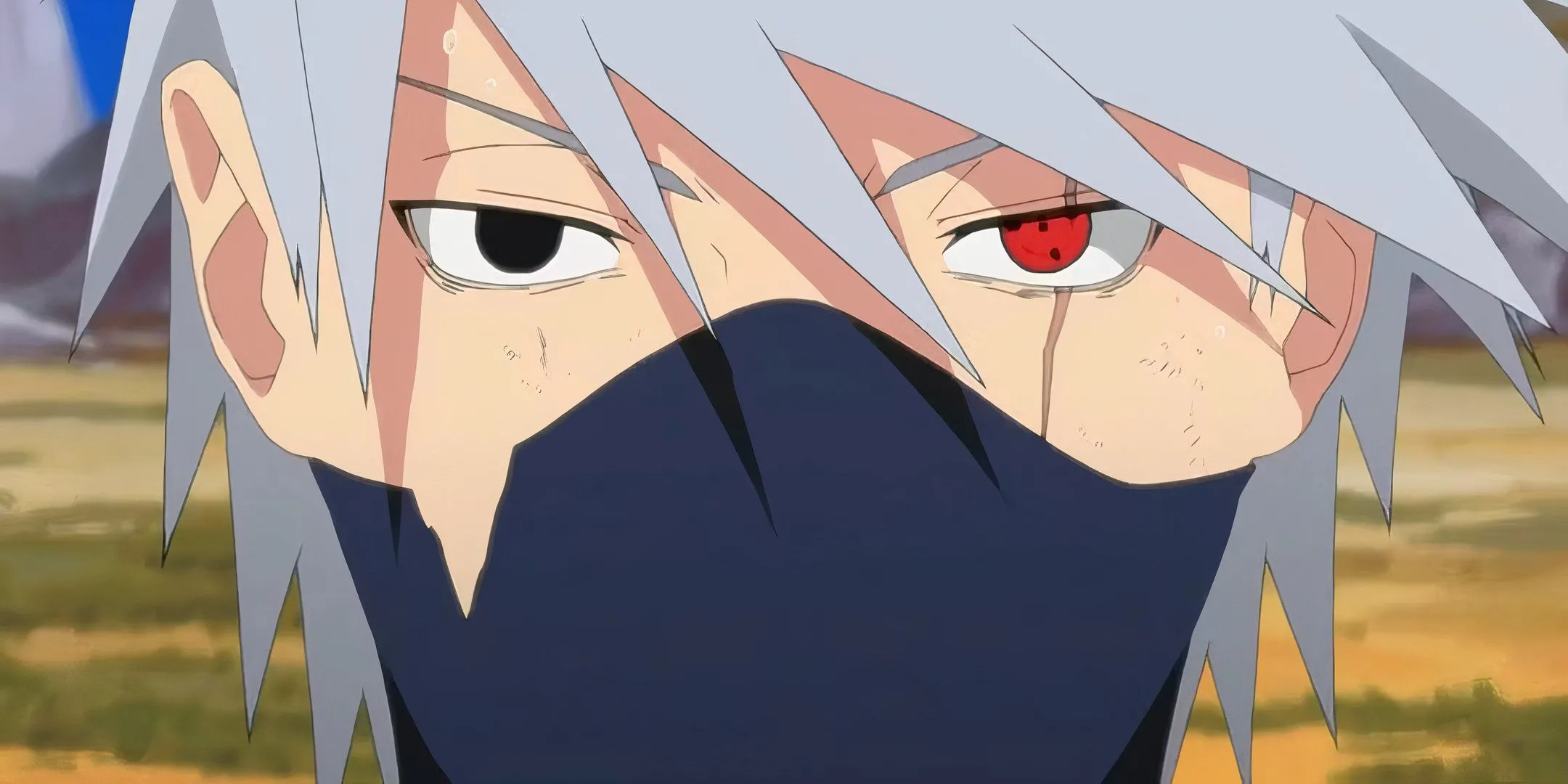 Chân dung cận cảnh của Kakashi Hatake, thầy giáo của Đội 7 trong Naruto.