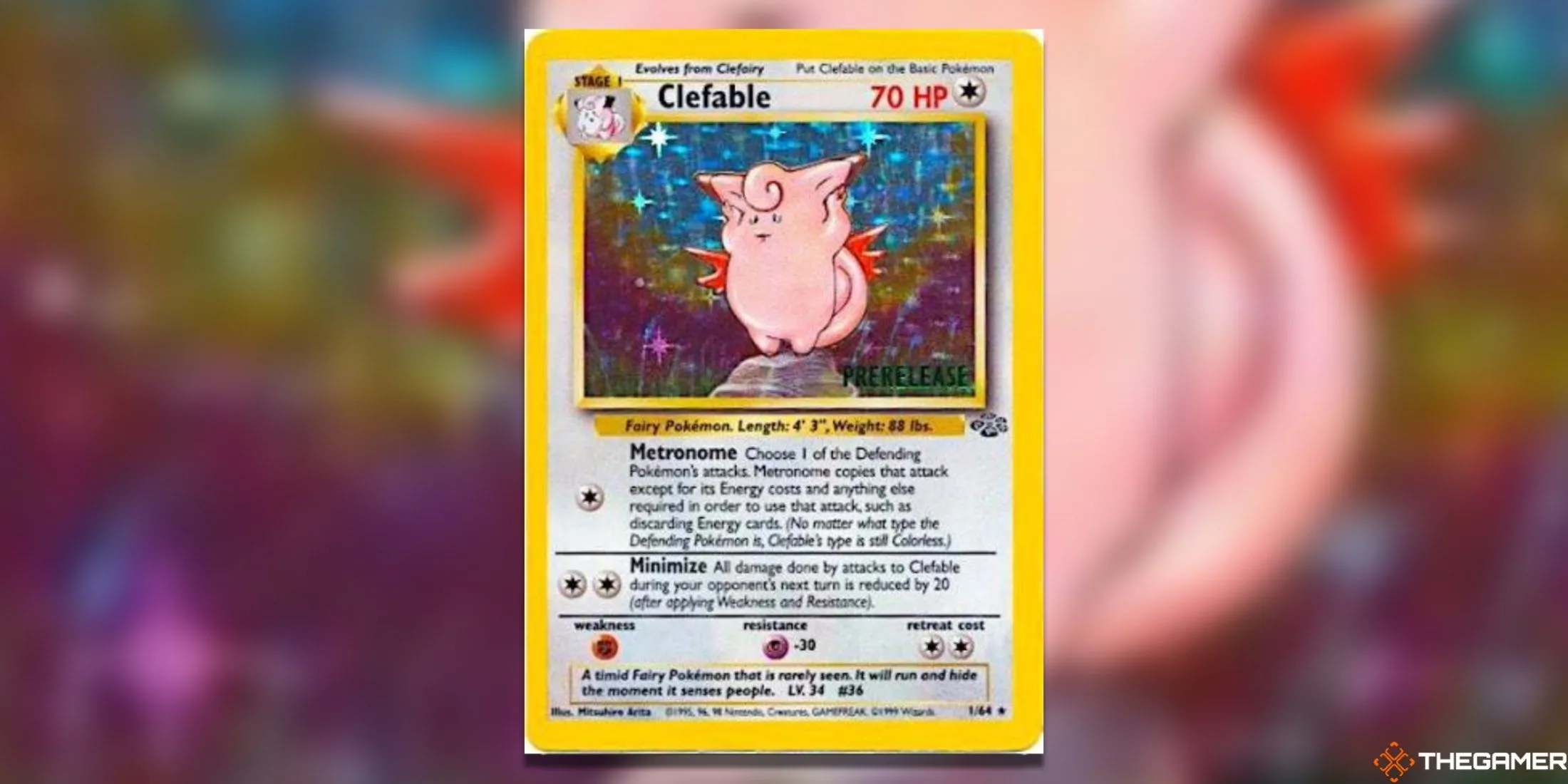 Clefable Prerelease - Thẻ bài Pokemon TCG promo giá trị từ Jungle Set, biểu tượng prerelease