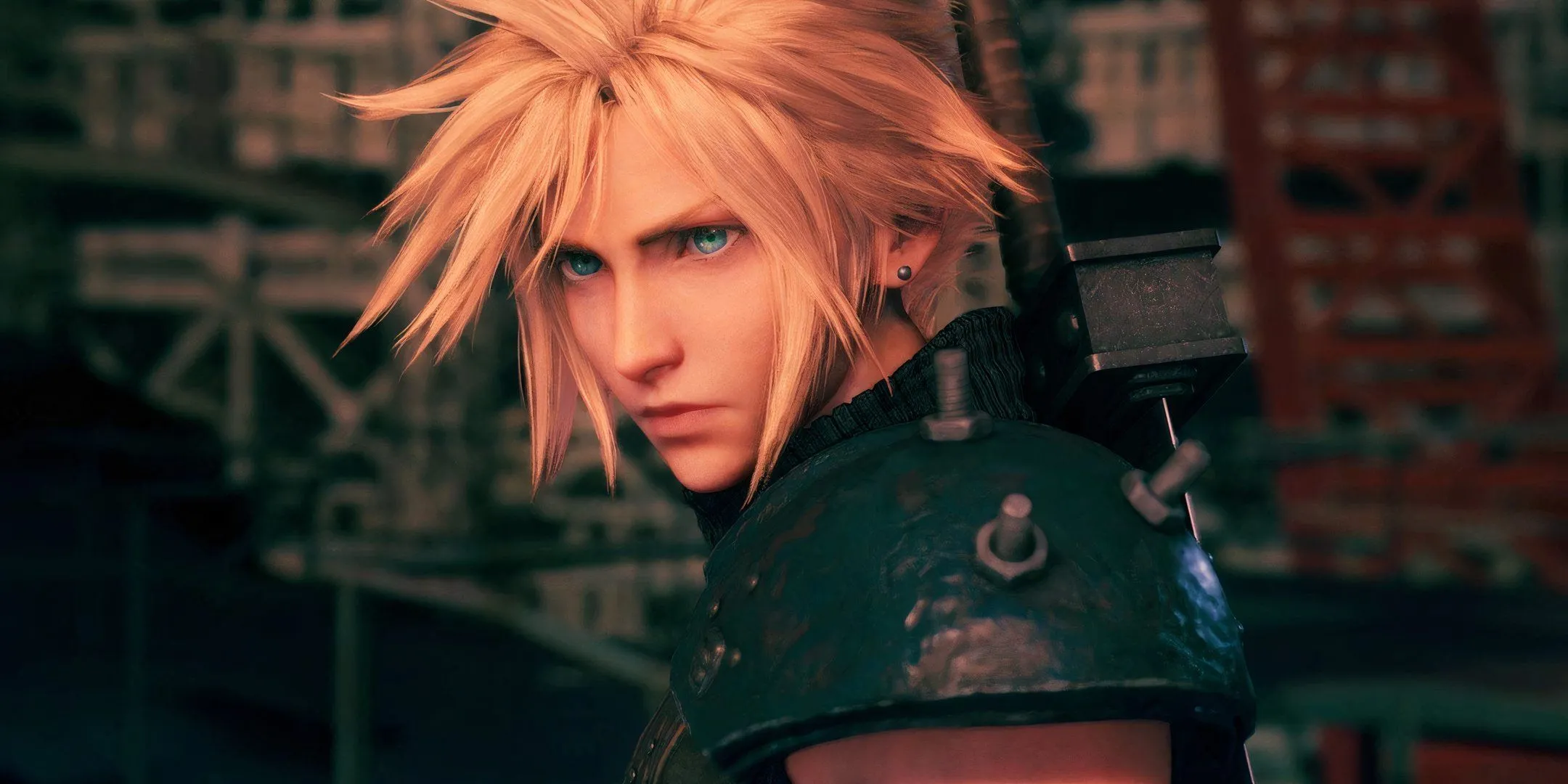 Cloud Strife trong Final Fantasy 7 Remake, với ánh mắt kiên định