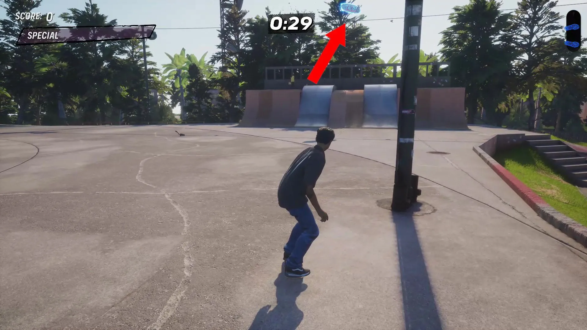 Điểm kỹ năng (Stat Point) thứ hai trên đường ray cao trong khu vực Kona Tony Hawk’s Pro Skater 3 + 4.