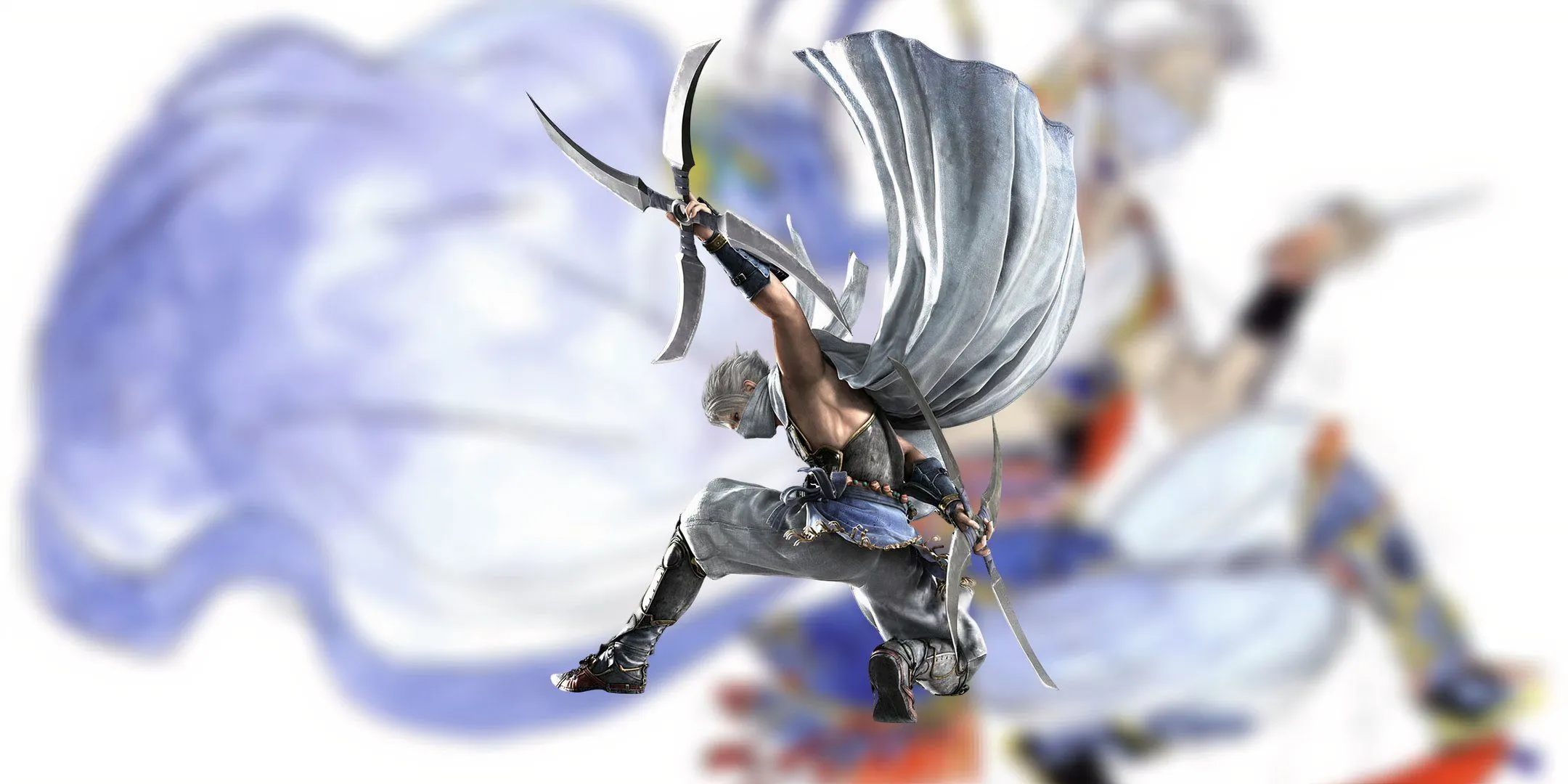 Edge Geraldine, hoàng tử kiêm ninja tài ba của Final Fantasy 4, trong tư thế chuẩn bị chiến đấu