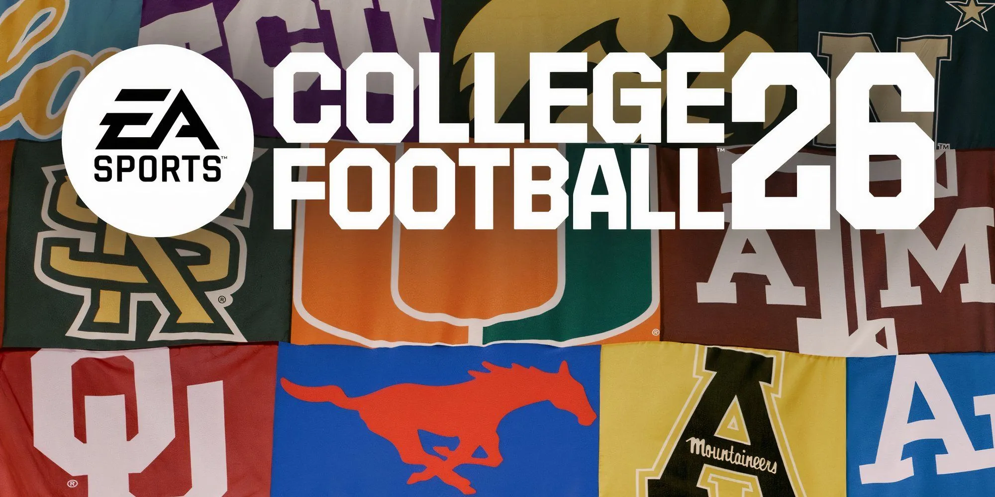 Giao diện chính của EA Sports College Football 26 với logo và sân vận động rộng lớn