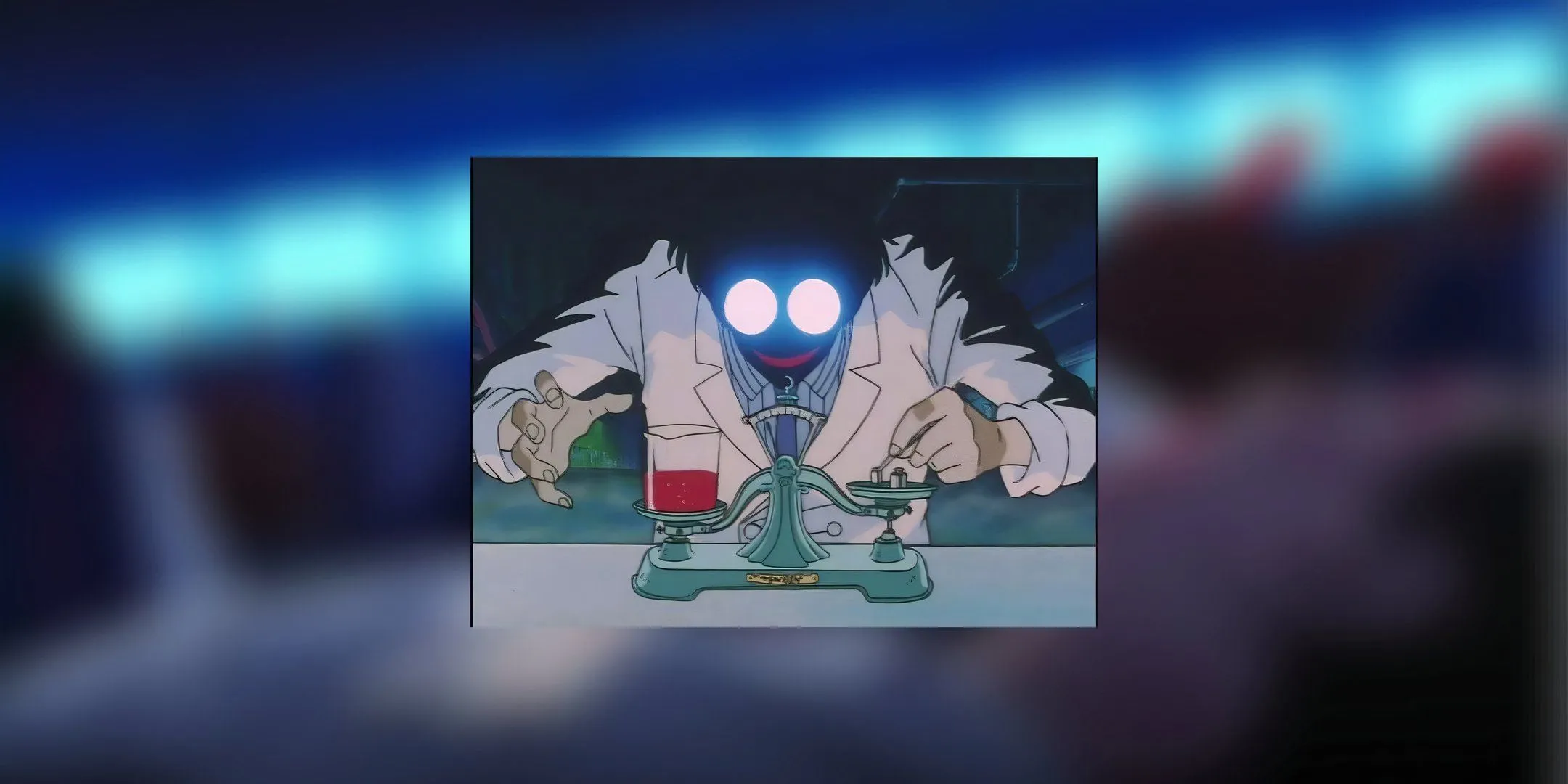 Giáo sư Tomoe thực hiện thí nghiệm trong phòng thí nghiệm của mình ở Sailor Moon S.