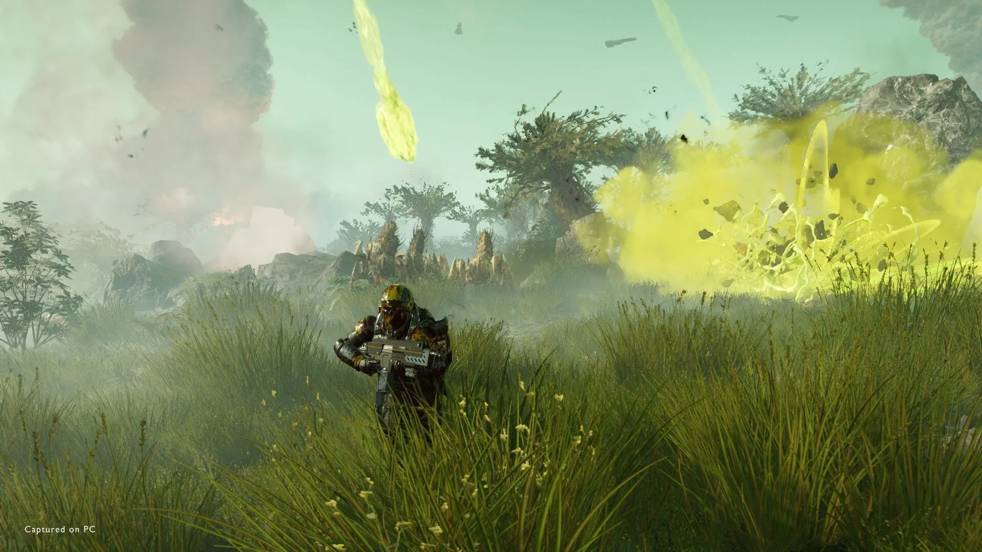 Helldivers 2: Một nhóm lính Helldivers trong trận chiến ác liệt
