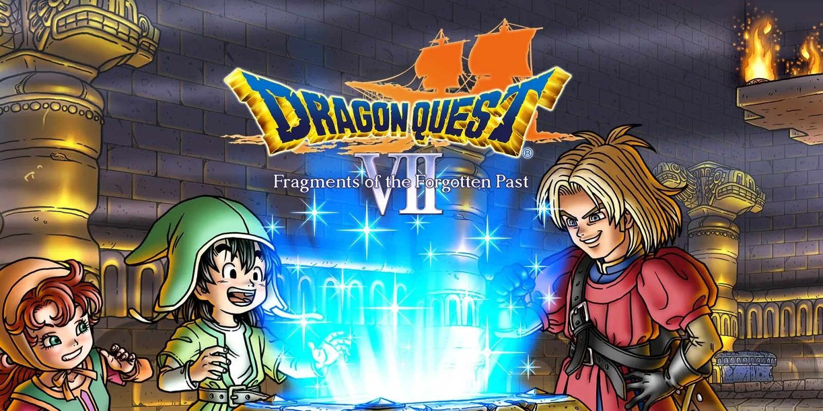 Hình ảnh chủ đạo của Dragon Quest VII: Fragments of the Forgotten Past, gợi lên cuộc phiêu lưu khám phá lịch sử.