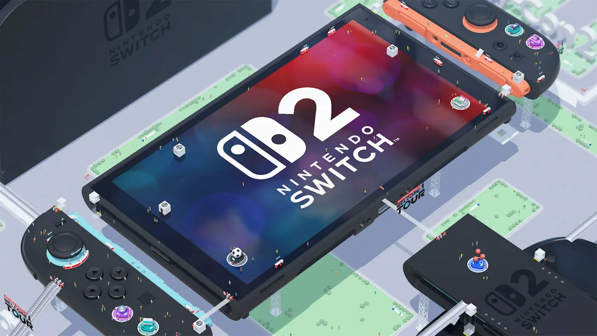 Hình ảnh trong game Nintendo Switch 2 Welcome Tour minh họa cách Joy-Con hoạt động và tương tác với hệ thống.