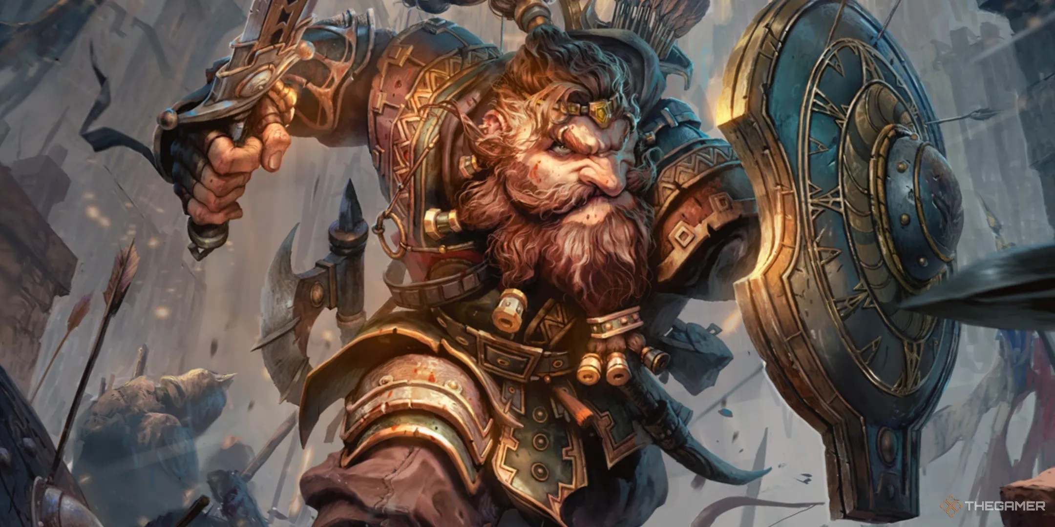 Hình minh họa một nhân vật người lùn thuộc lớp Fighter, ví dụ về tạo nhân vật trong D&amp;D.