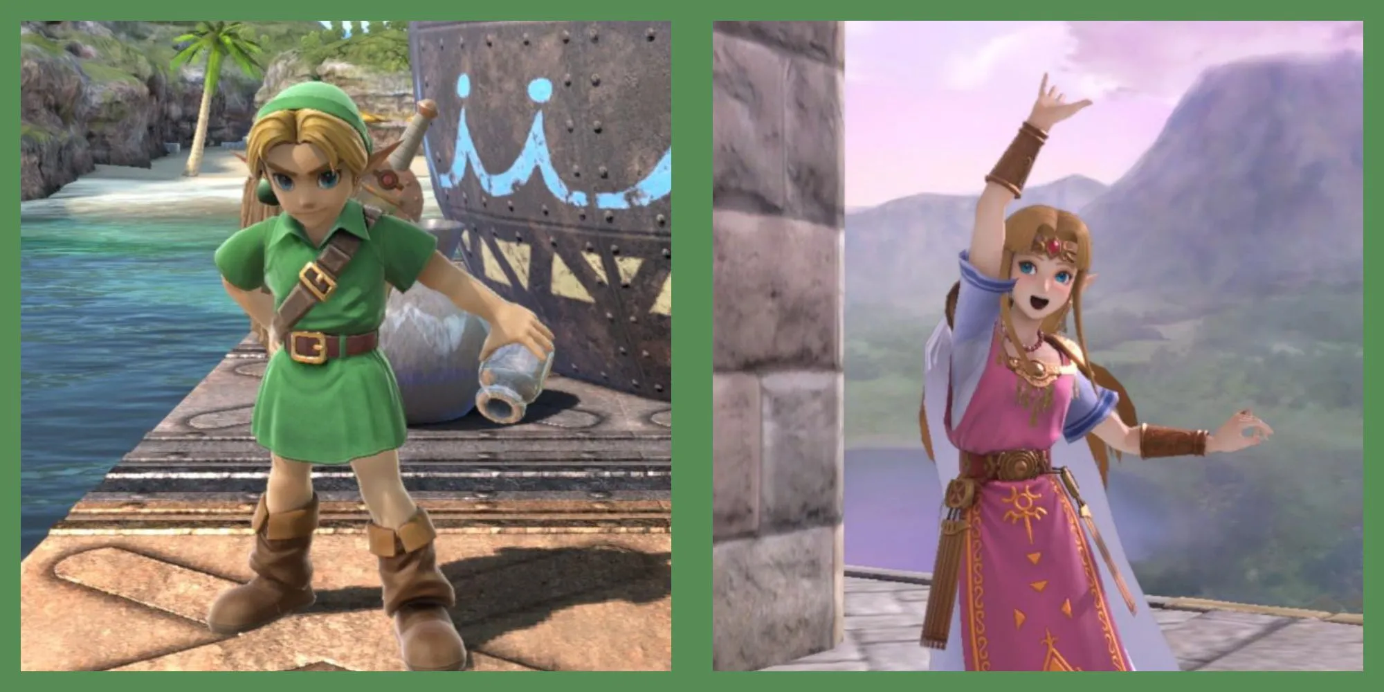 Link và Công chúa Zelda trong tựa game Super Smash Bros., biểu tượng của series The Legend of Zelda.
