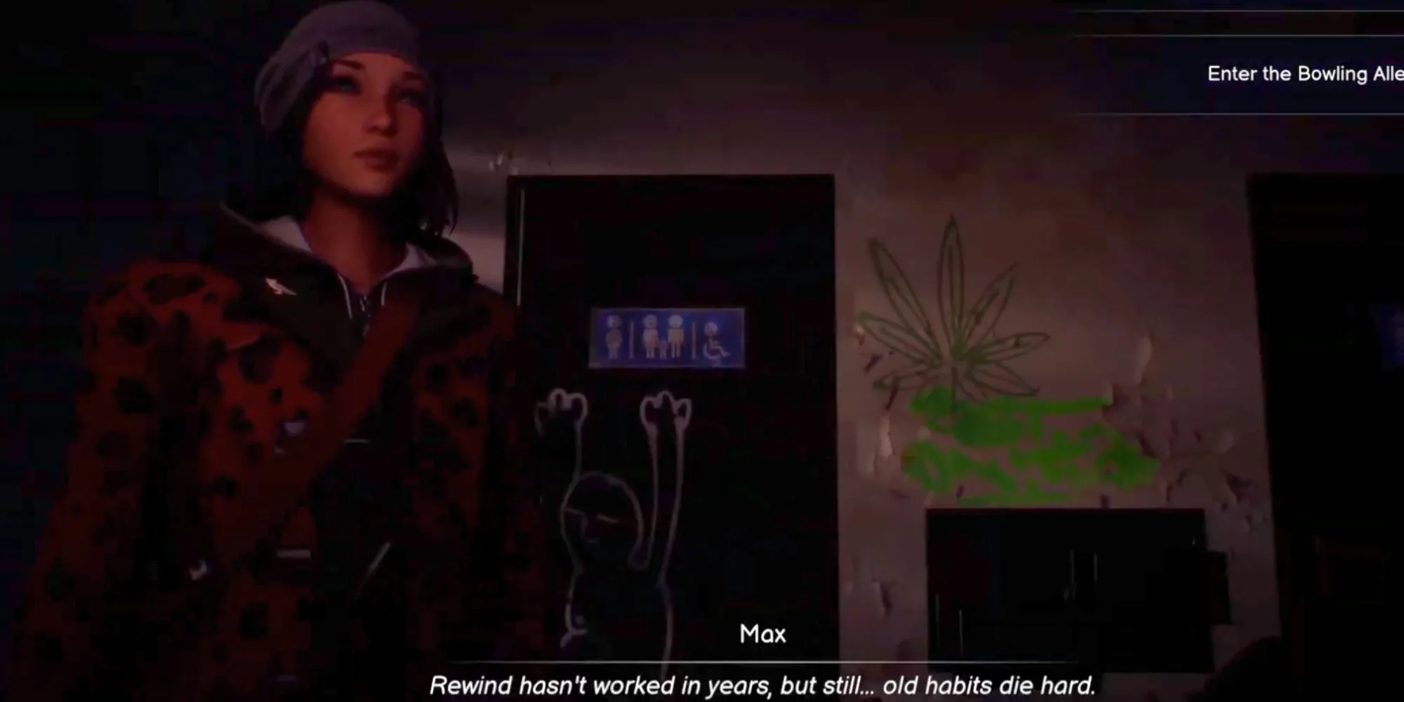 Max Caulfield sử dụng sức mạnh tua thời gian của mình trong Life Is Strange: Double Exposure, tạo ra những vệt sáng xanh huyền ảo quanh cô