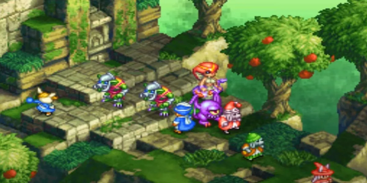 Một Blue Mage đang học kỹ năng mới trong Final Fantasy Tactics A2: Grimoire of the Rift, thể hiện gameplay đa dạng.