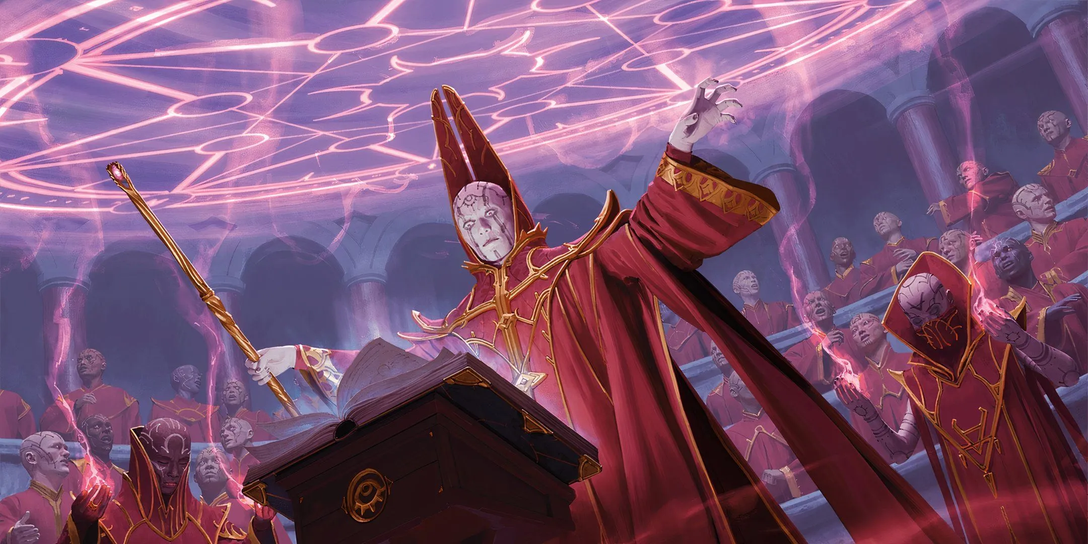 Một Đại Pháp Sư thi triển phép thuật trong D&amp;D, hình ảnh của thiên hướng Lawful Evil