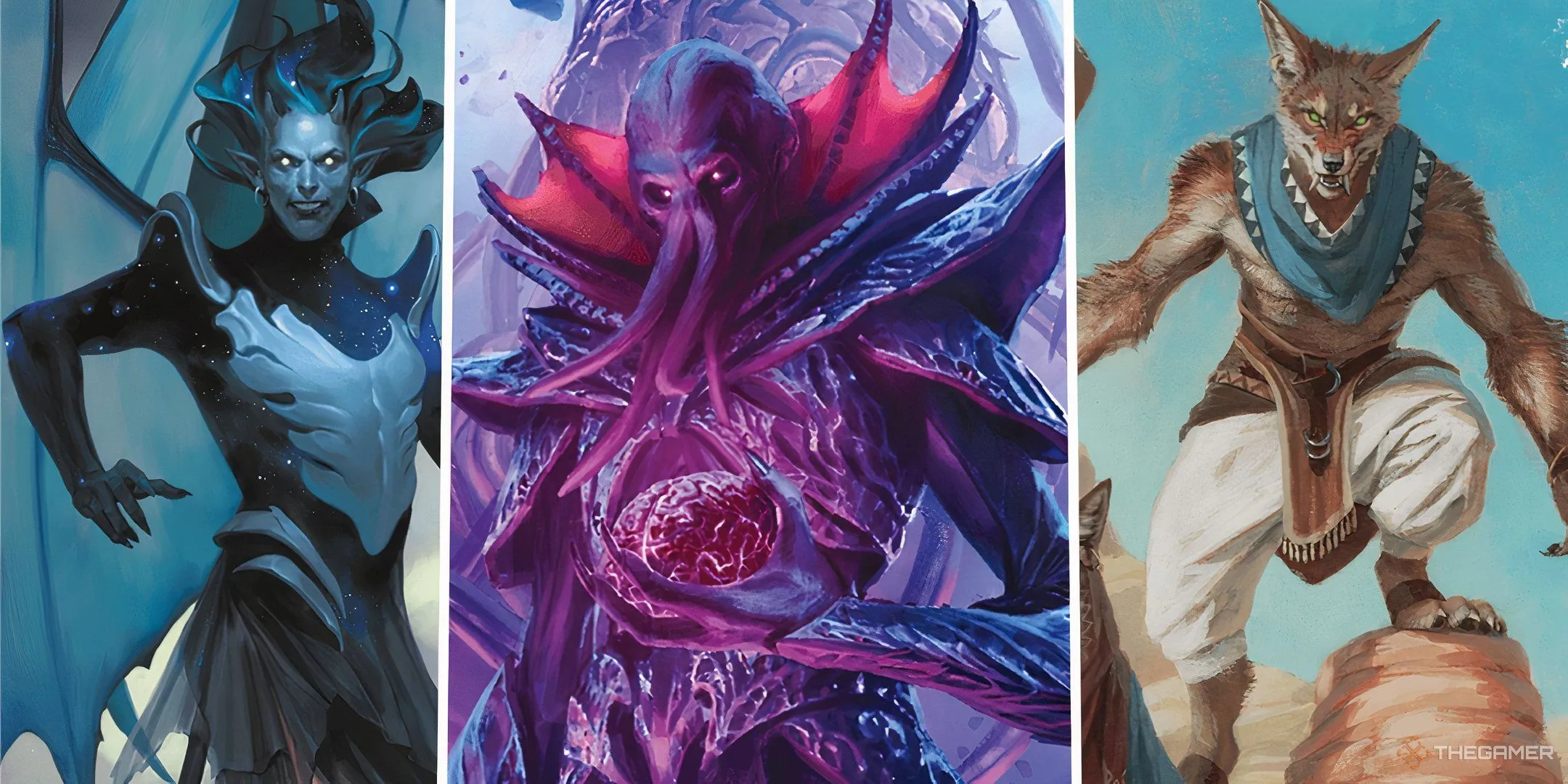 Một hình ảnh tổng hợp các quái vật Dungeons &amp; Dragons như Incubus, Mind Flayer và Jackalwere, minh họa sự đa dạng sinh vật có thể gặp trong trò chơi.