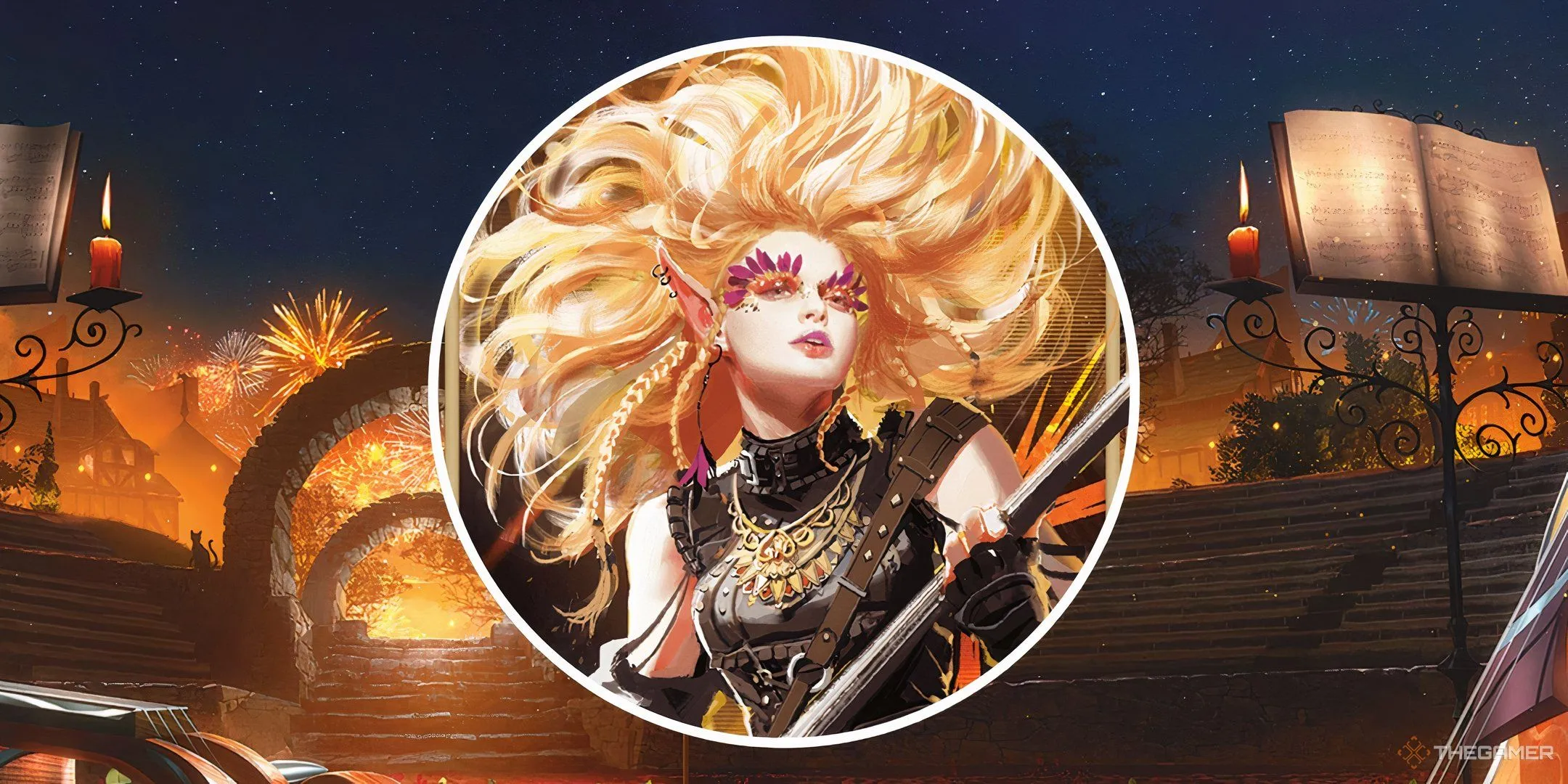Một nghệ sĩ Bard College of Glamour trên sân khấu, gợi liên tưởng đến khả năng cấp độ 20 trong D&amp;D