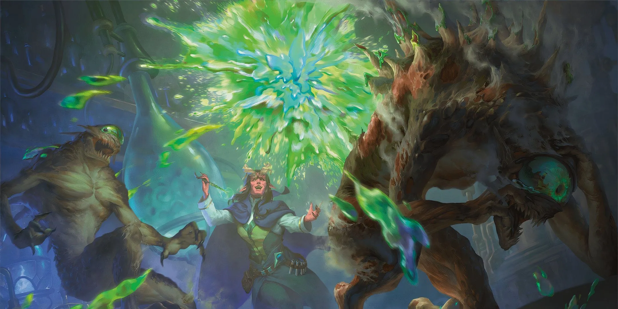 Một pháp sư thi triển phép thuật Vitriolic Sphere tấn công đám Nothics trong Dungeons &amp; Dragons, tượng trưng cho khả năng gây hiệu ứng trong giao tranh.