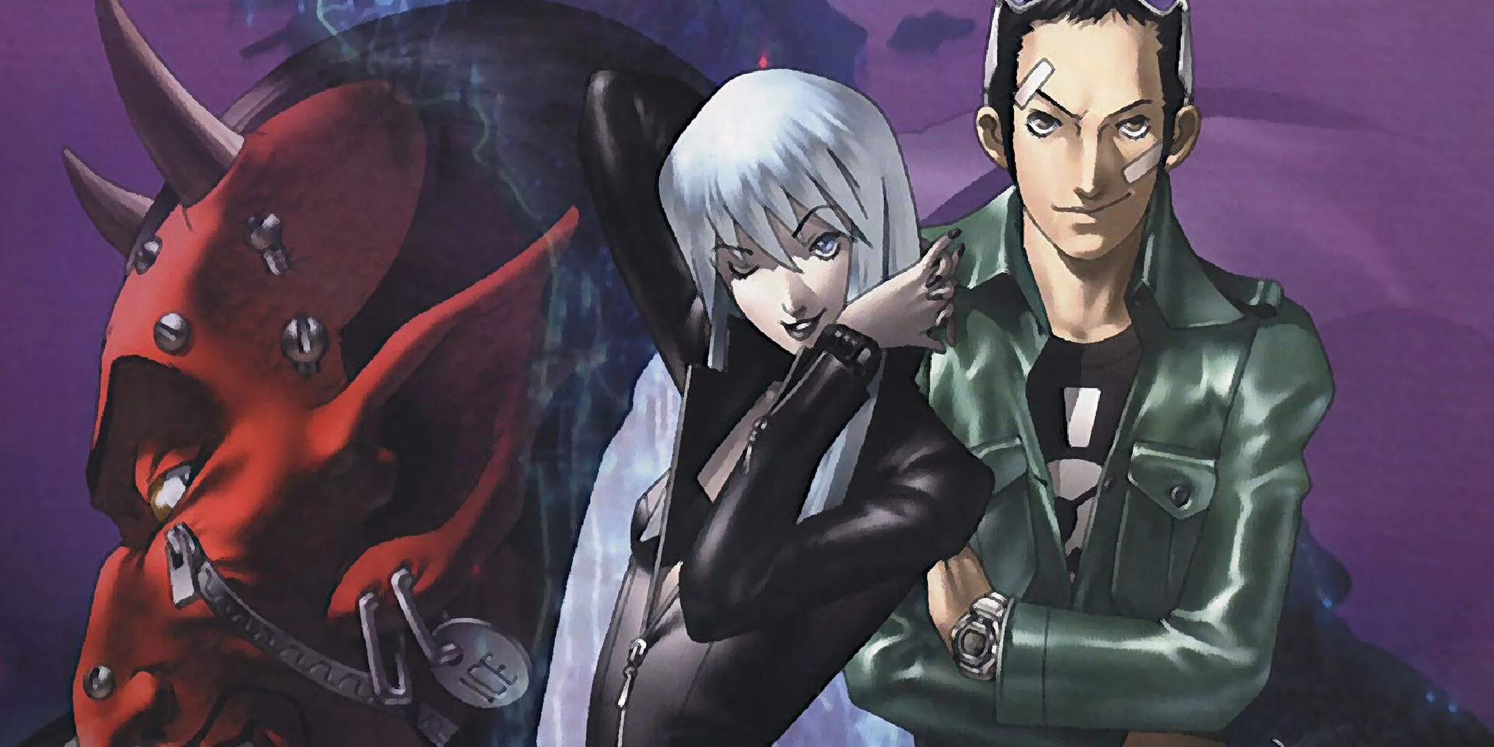 Nhân vật chính và Nemisa đối mặt với ác quỷ trong thế giới cyberpunk của Soul Hackers