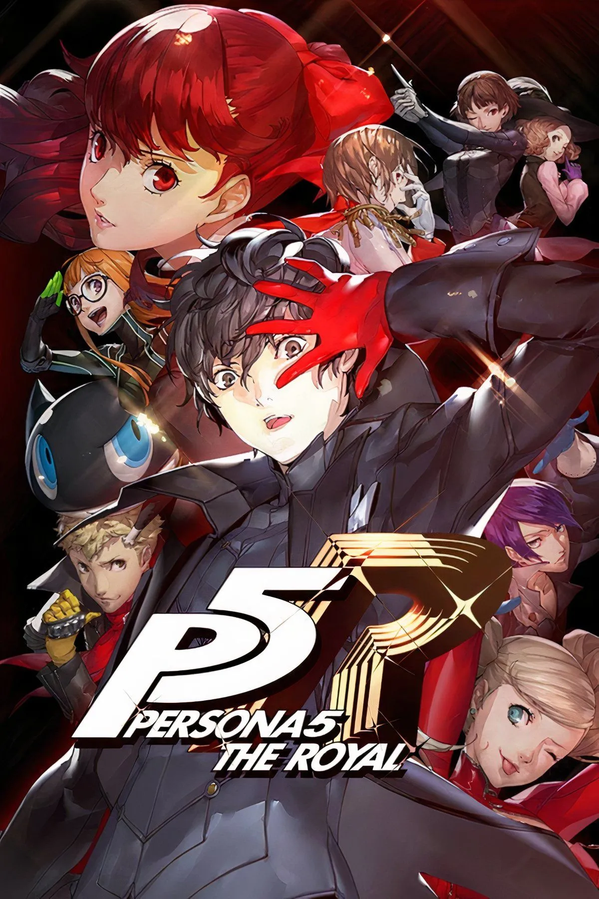 Nhóm Phantom Thieves của Persona 5 Royal tập hợp, đại diện cho tinh thần nổi loạn trong thế giới JRPG hiện đại.