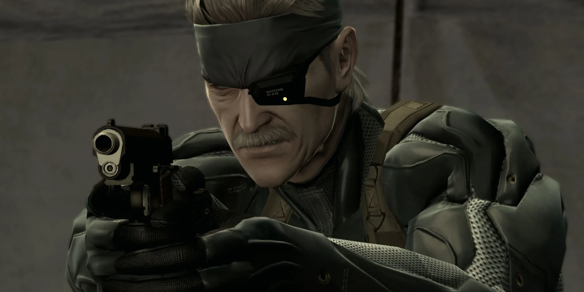 Old Snake trong một phân cảnh cinematic hoành tráng của Metal Gear Solid 4: Guns of the Patriots.