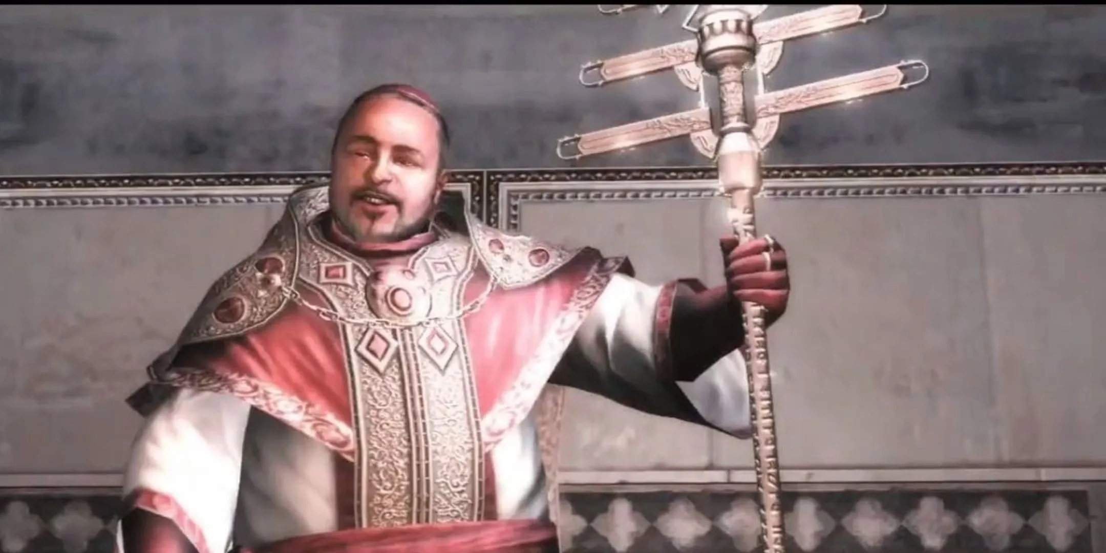 Rodrigo Borgia, Giáo Hoàng phản diện, cầm Quyền Trượng Địa Đàng trong Assassin's Creed 2.