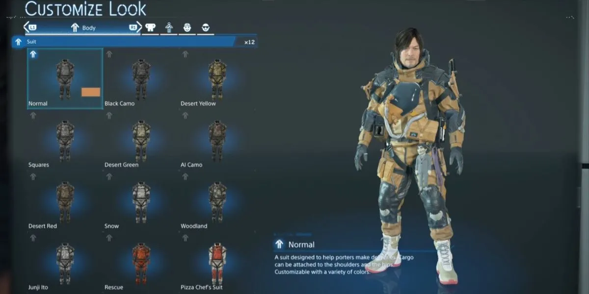 Sam Porter Bridges mặc Normal Suit trong Death Stranding 2: On the Beach