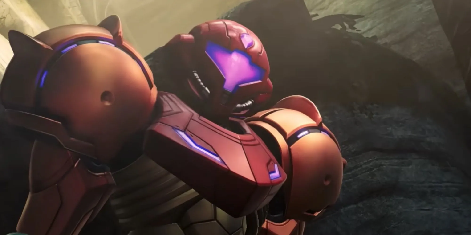 Samus Aran với chiếc visor tím đặc trưng, biểu tượng của Metroid Prime 4: Beyond sắp ra mắt trên Nintendo Switch 2