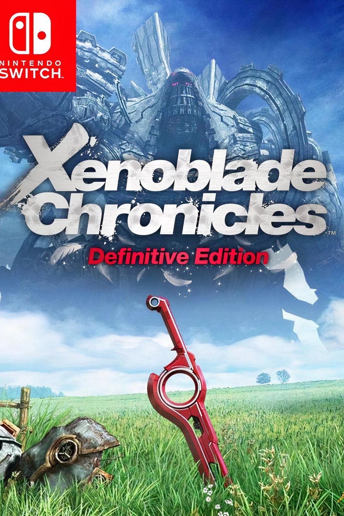 Shulk, nhân vật chính của Xenoblade Chronicles, chiến đấu trên lưng thần cơ Bionis hùng vĩ.