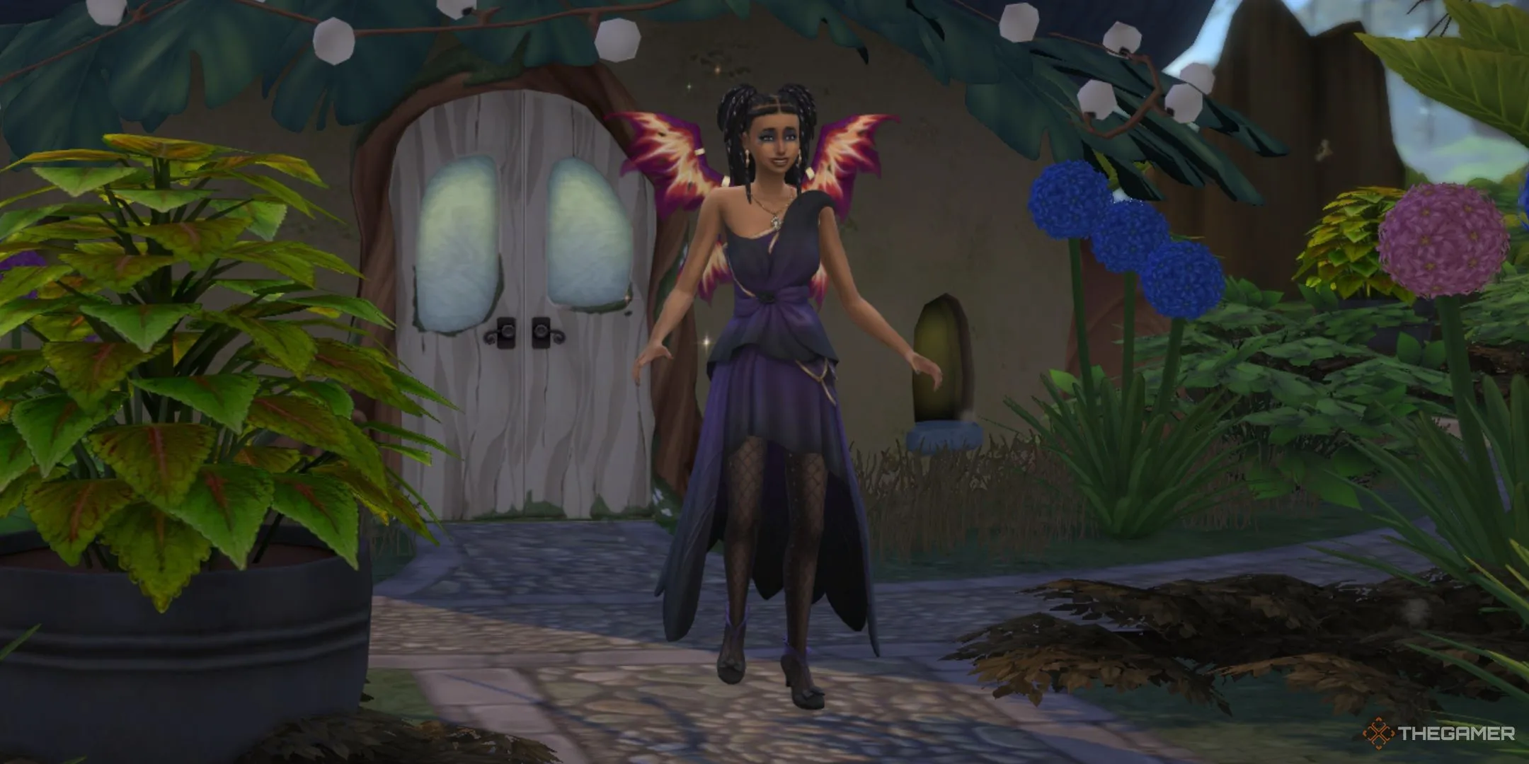 Sim Tiên bay lượn gần trung tâm tiên tại Everdew trong The Sims 4 Enchanted By Nature
