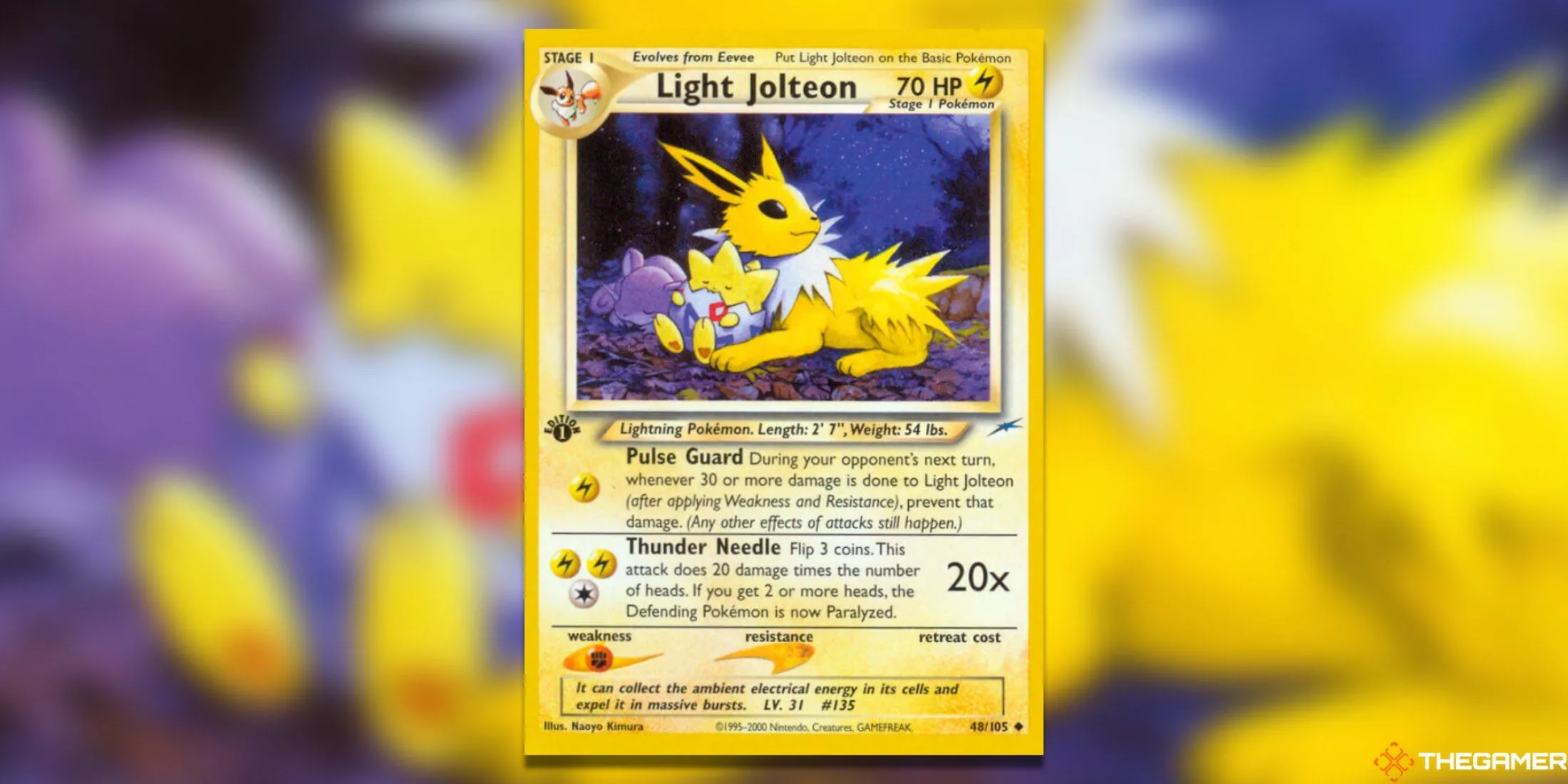 Thẻ bài Light Jolteon Neo Destiny với Togepi từ Pokemon TCG