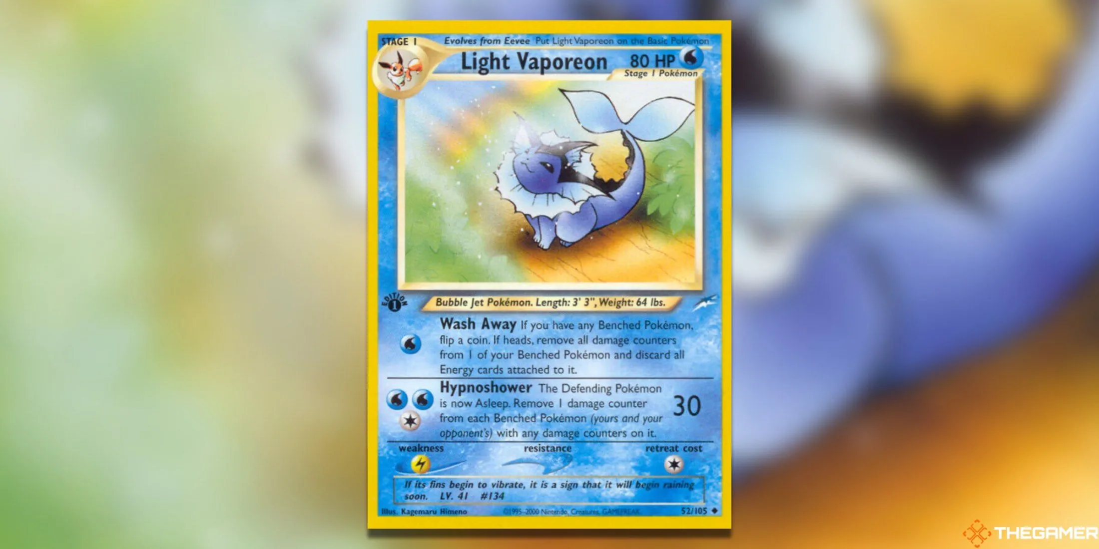 Thẻ bài Light Vaporeon từ bộ Neo Destiny trong Pokemon TCG