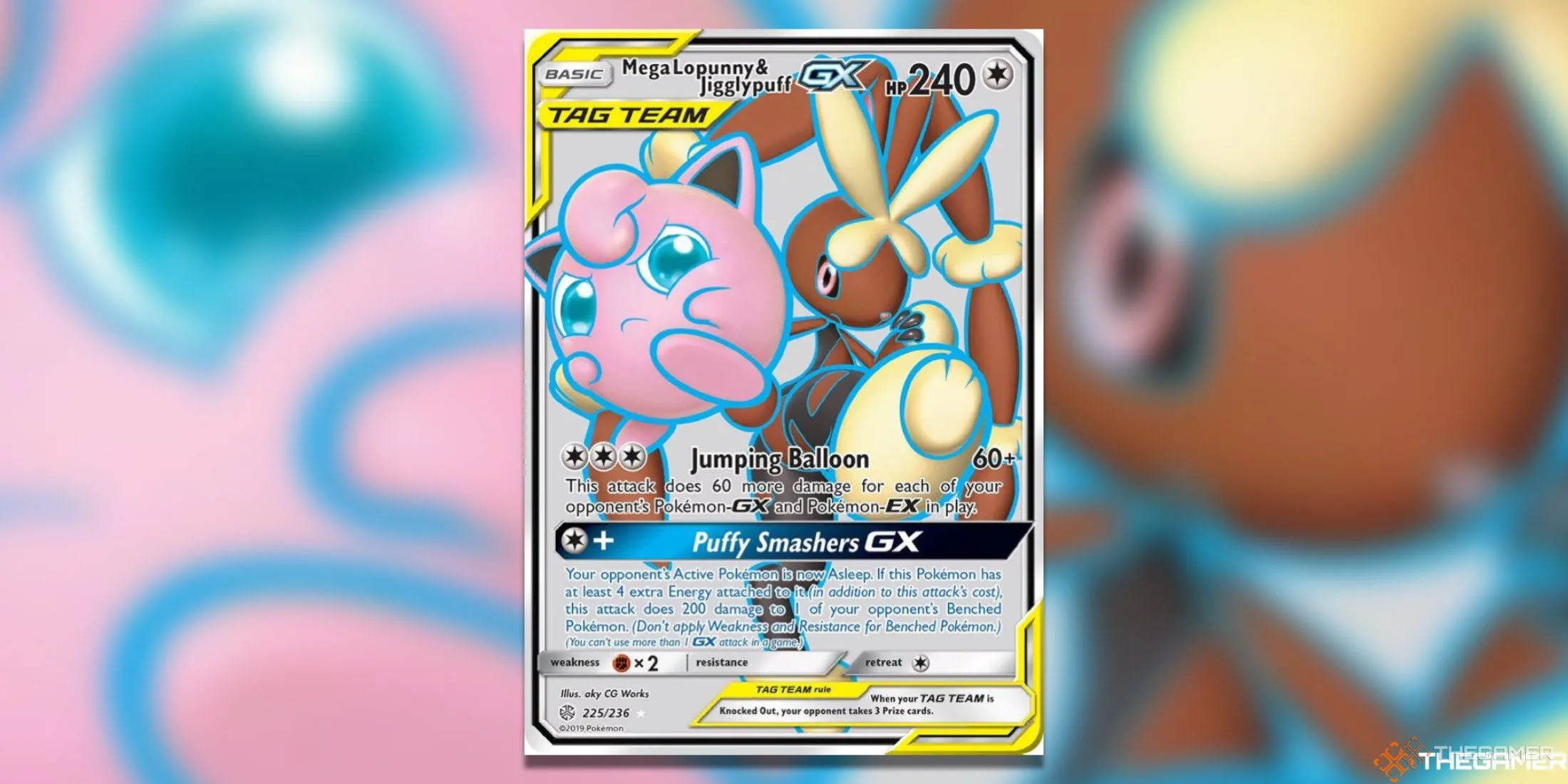 Thẻ bài Mega Lopunny &amp; Jigglypuff GX Cosmic Eclipse Full Art trong Pokemon TCG