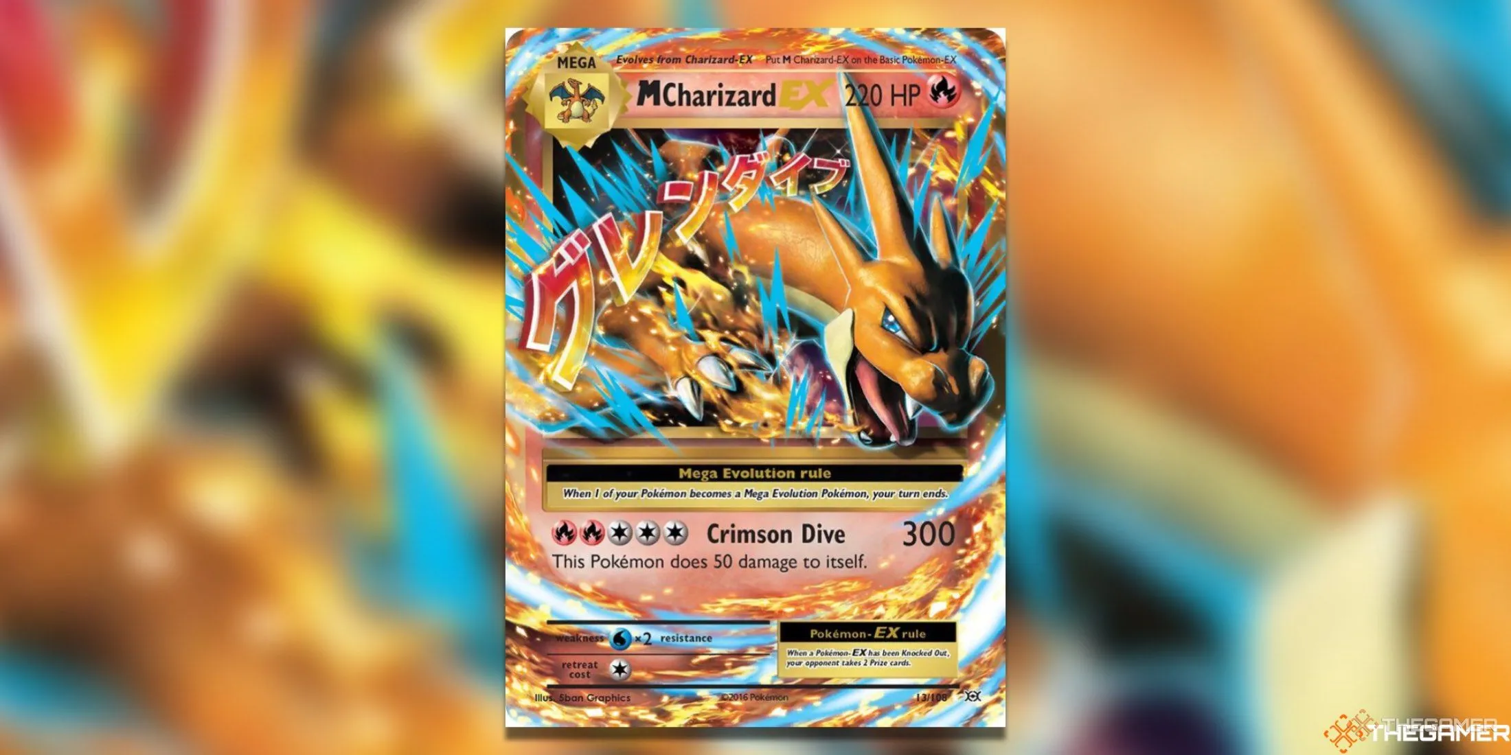 Thẻ M Charizard EX XY Evolutions Ultra Rare với hình ảnh rực lửa