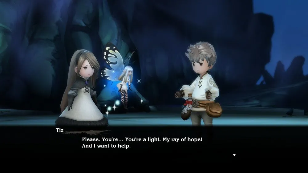 Vestal Agnes bay lượn trên bầu trời xanh, mở đầu cuộc hành trình trong Bravely Default Flying Fairy HD Remaster