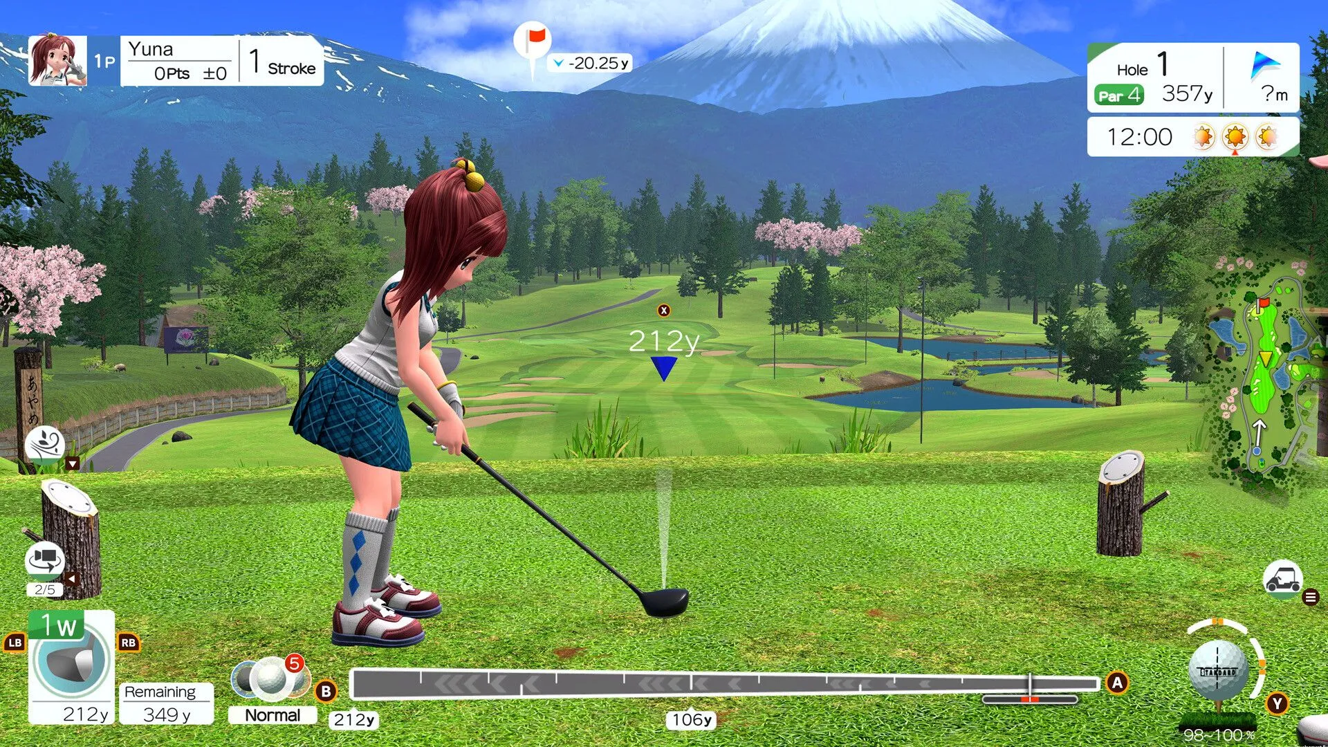 Ảnh báo chí quảng bá Everybody's Golf Hot Shots, cho thấy nhân vật và môi trường game với phong cách hoạt hình đặc trưng của dòng game golf arcade.