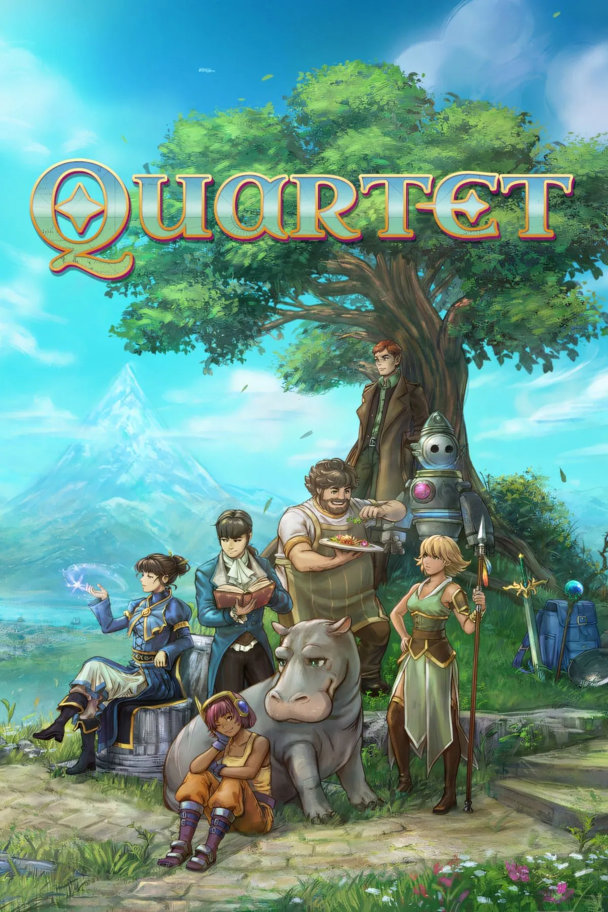Ảnh bìa chính thức của game Quartet, với các nhân vật trung tâm, biểu tượng cho thế giới JRPG đầy mê hoặc này.
