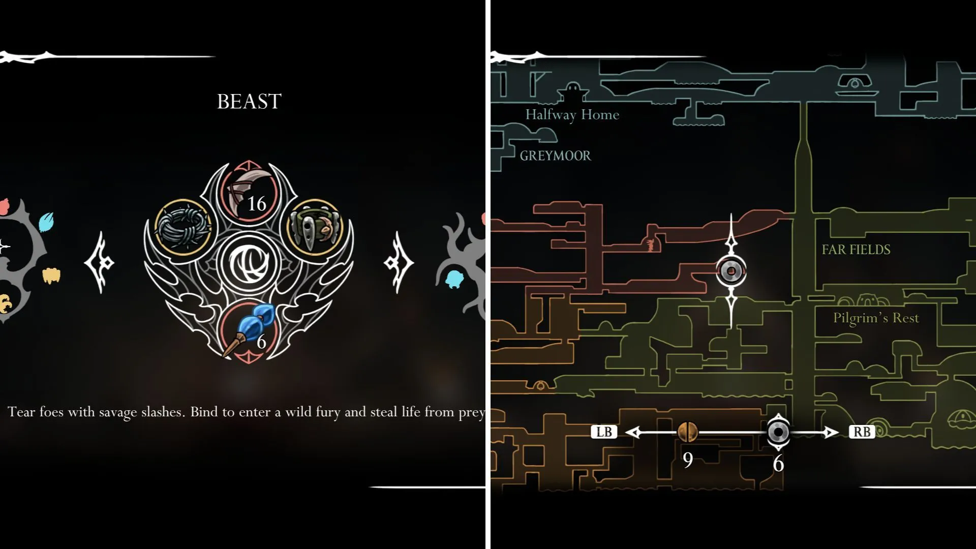 Beast Crest mang lại khả năng hút máu cho Hornet, nhưng đổi lại là kỹ năng tấn công xuống khó kiểm soát