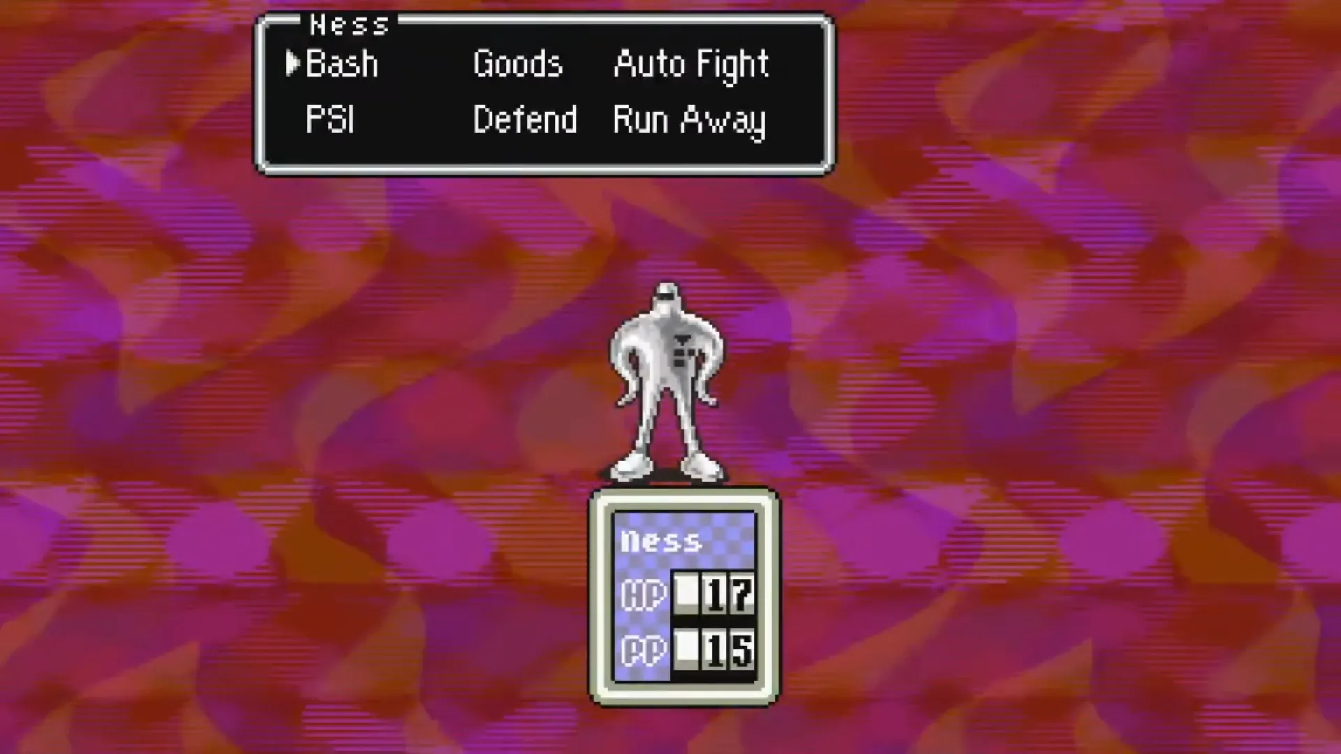Cảnh chiến đấu với Starman Junior trong game Earthbound