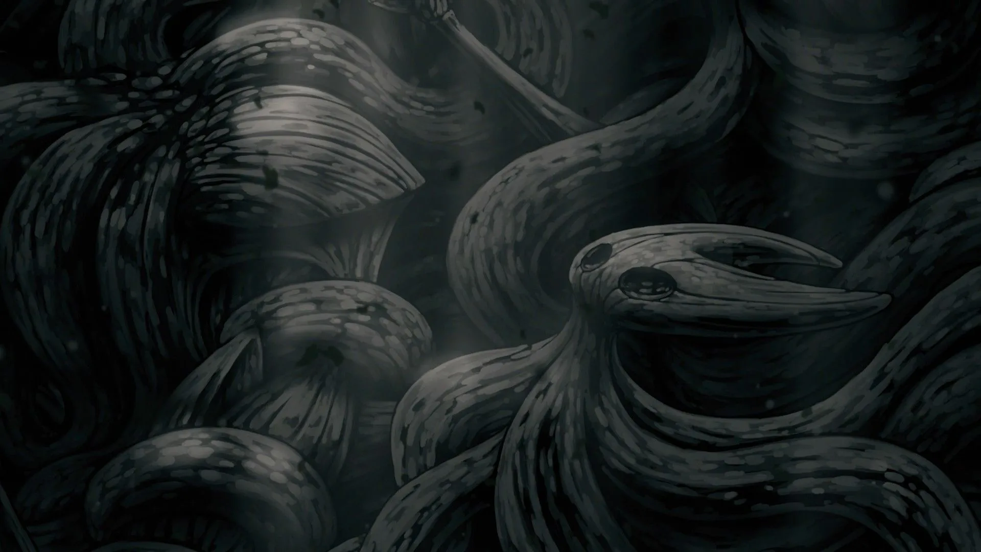 Cảnh cutscene kết thúc Twisted Child khi lời nguyền chiếm lấy Hornet