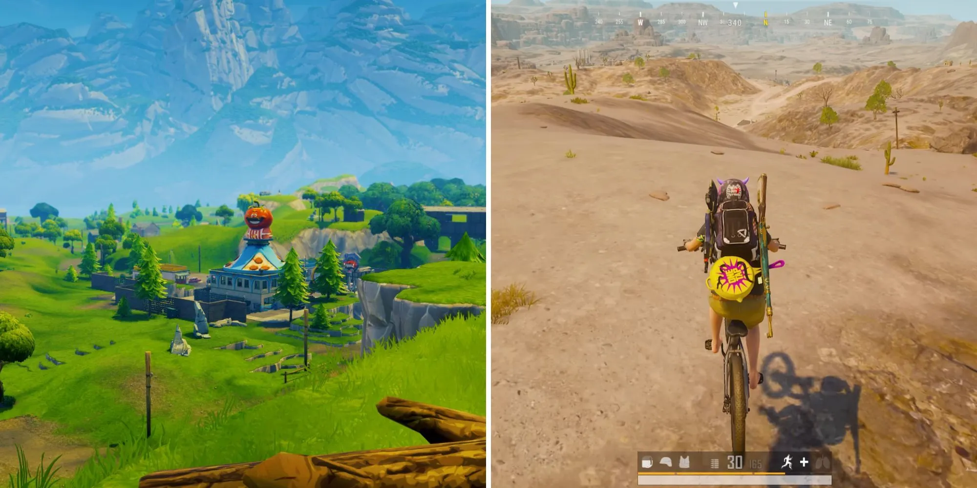 Cảnh quan rực rỡ và đồ họa hoạt hình đầy màu sắc trong Fortnite, với hiệu ứng ánh sáng và bóng đổ cải tiến