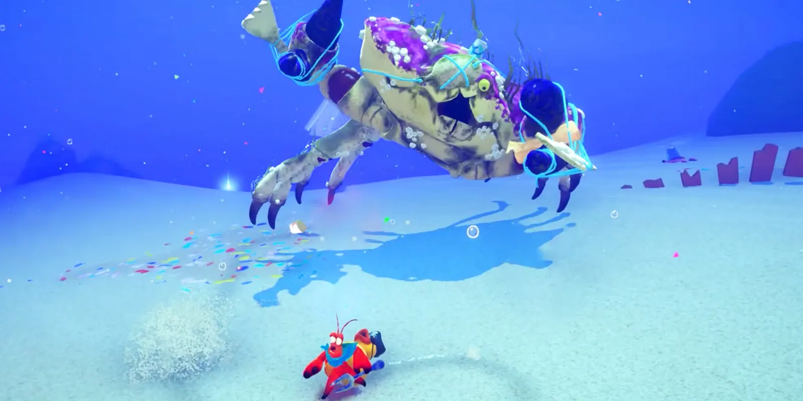 Cua Pagurus trong Another Crab's Treasure thể hiện sự đa dạng của sinh vật biển và rác thải