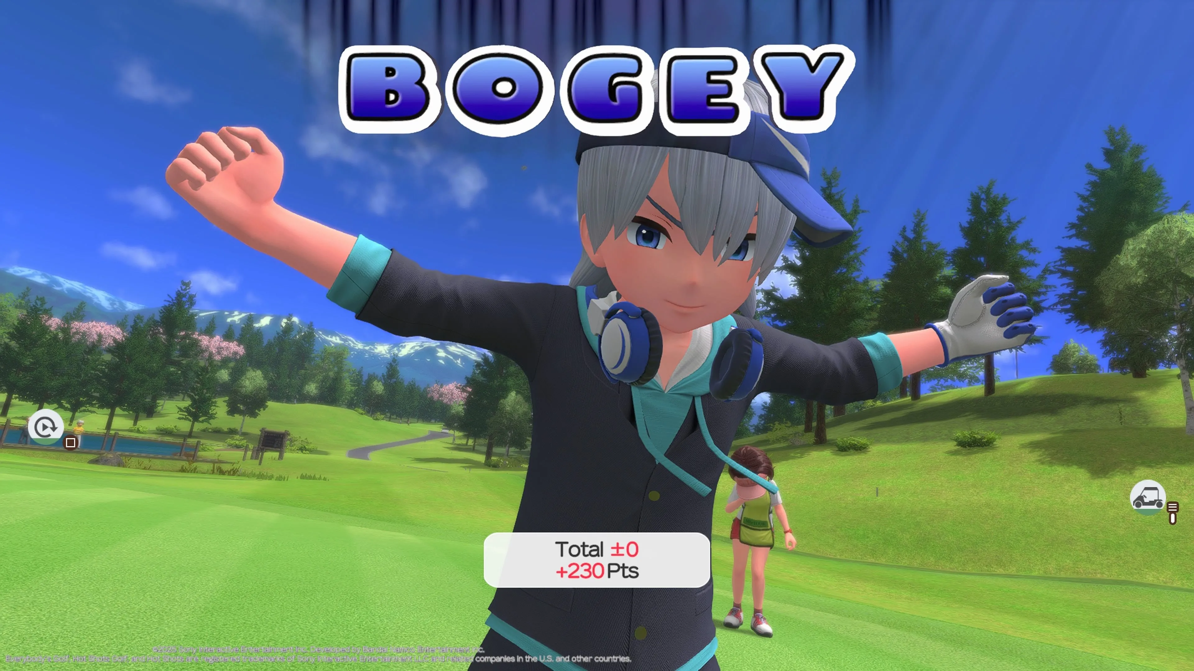 Giao diện đo lực swing của game Everybody's Golf Hot Shots đang gặp lỗi hiệu suất, biểu thị sự giật lag làm hỏng trải nghiệm đánh bóng của người chơi.