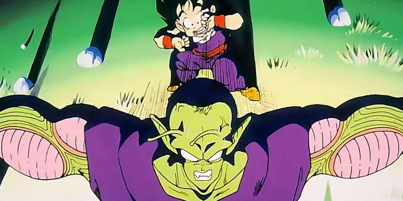 Gohan chiến đấu trong Saiyan Saga, sợ hãi nhưng dũng cảm