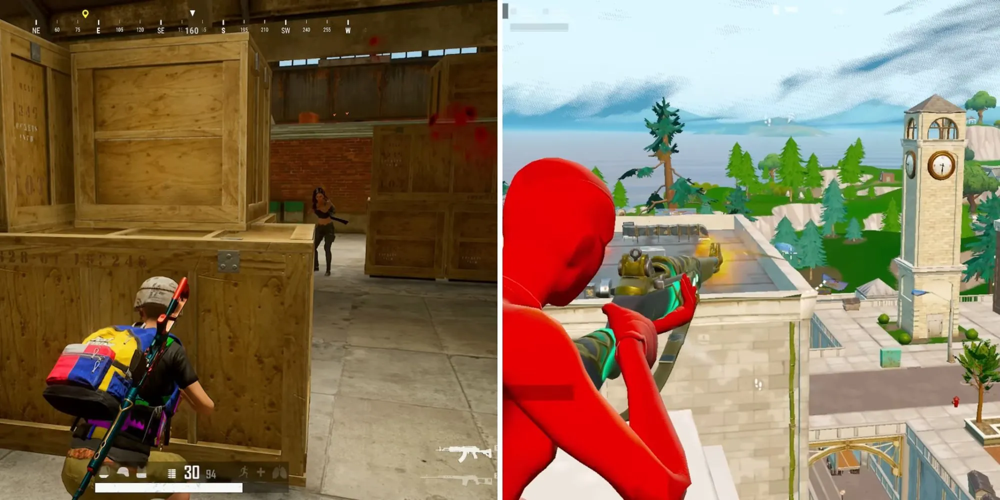 Hai nhân vật PUBG đang ẩn nấp trong khu vực xanh, thể hiện nhịp độ chậm rãi và cần chiến thuật của game