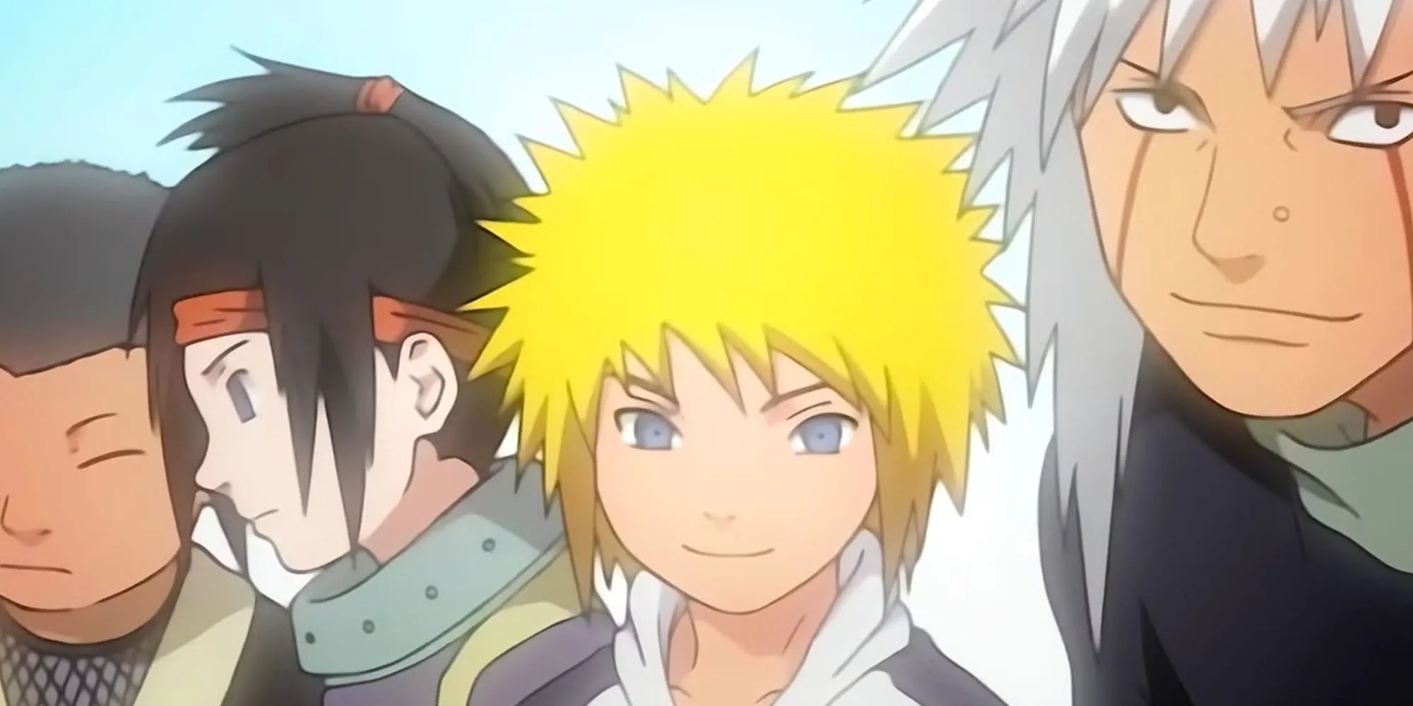 Jiraiya, Sannin huyền thoại, cùng đội của mình, trong đó có Minato Namikaze